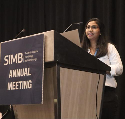 Soniya giving her talk at the Society for Industrial Microbiology and Biotechnology (SIMB) Annual Meeting_Aug 2023